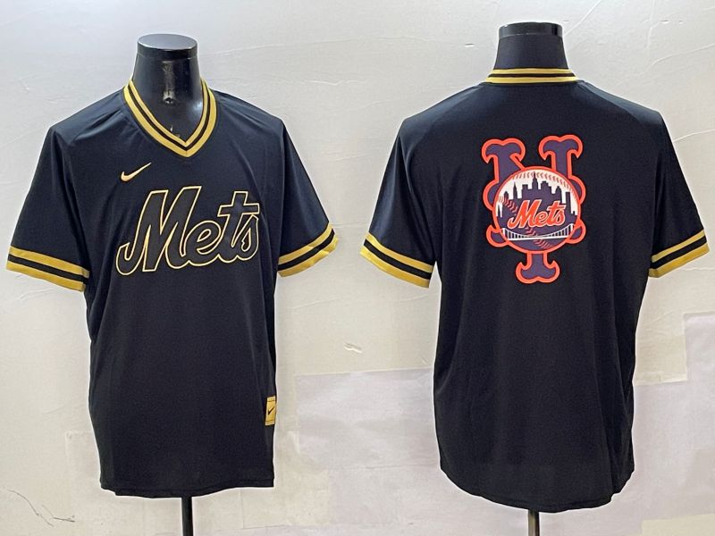 Men New York Mets Blank Black Gold Game 2025 Nike MLB Jersey style 3257